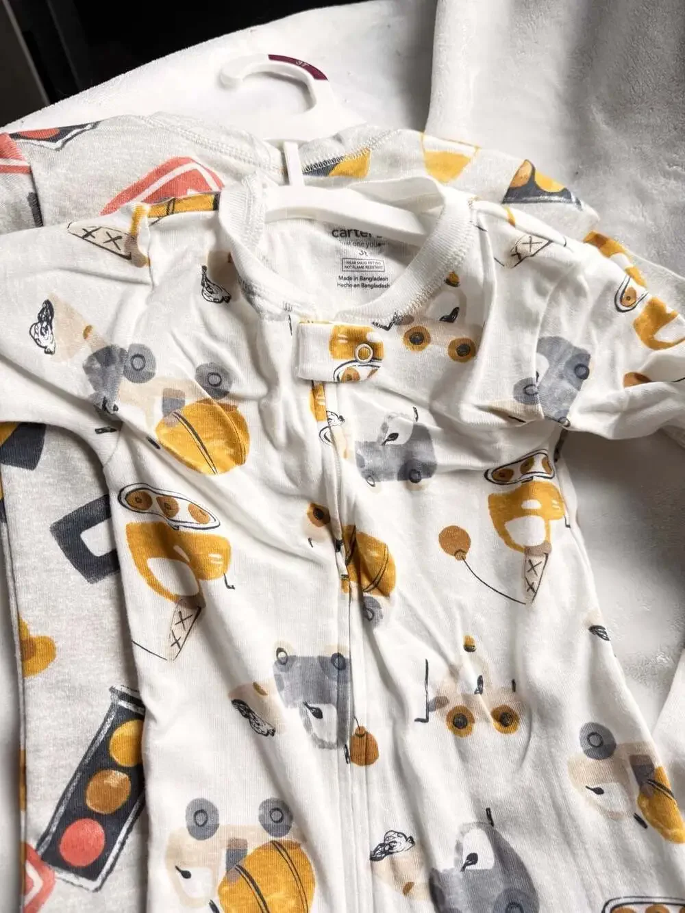 Carter's Just One You Baby Boy Construction/Traffic Themed Footed Pajamas 2 pack